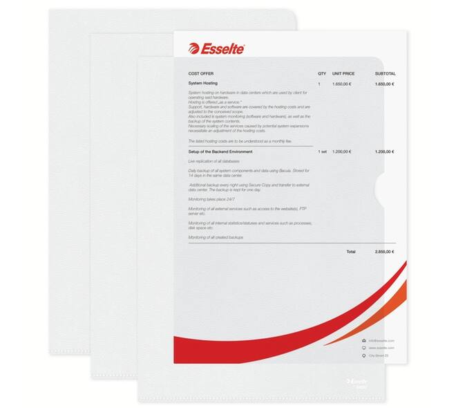 Insteekmap L-model Esselte standaard copy safe PP A4 transparant 100 stuks