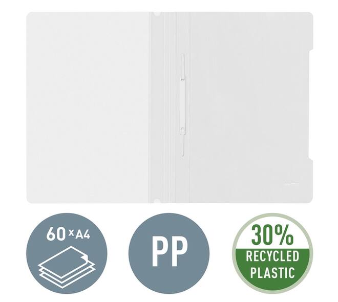 Snelhechter Leitz Standaard A4 gerecycled PP wit