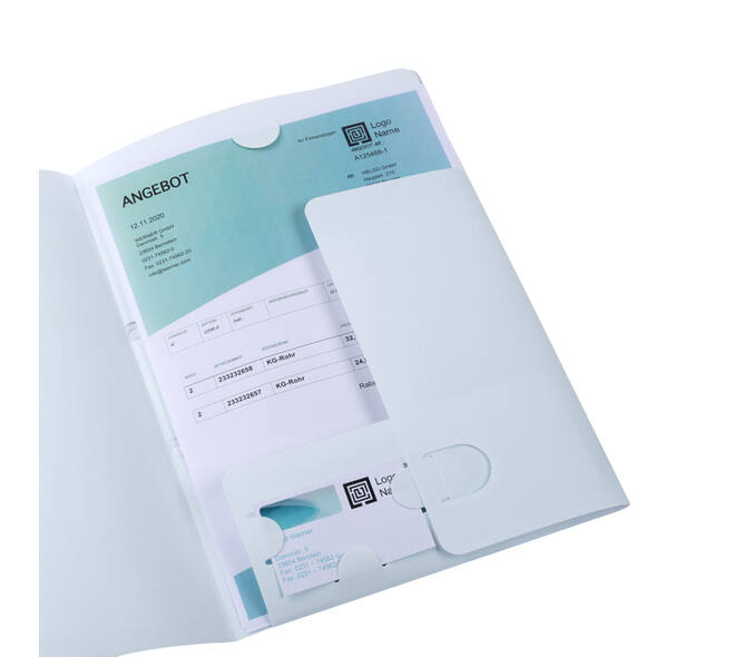 Offertemap Oxford A4 met insteektas 2 kleppen 0.5mm PP wit