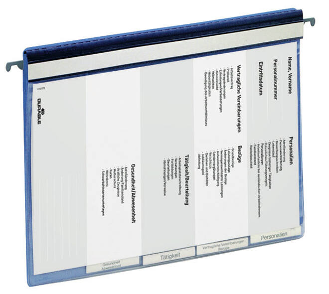 Personeelsmap Durable 5 vakken + hangrail blauw