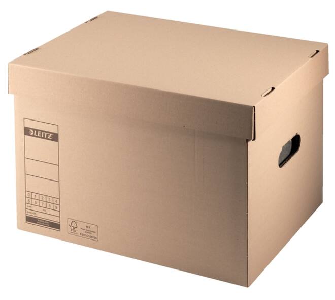 Archief- en transportdoos met deksel Leitz Premium 335x280x440mm natuurbruin