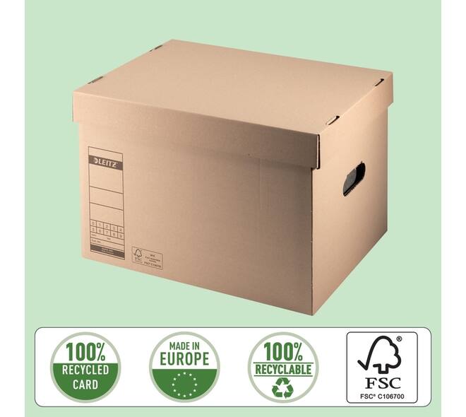 Archief- en transportdoos met deksel Leitz Premium 335x280x440mm natuurbruin