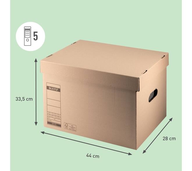 Archief- en transportdoos met deksel Leitz Premium 335x280x440mm natuurbruin