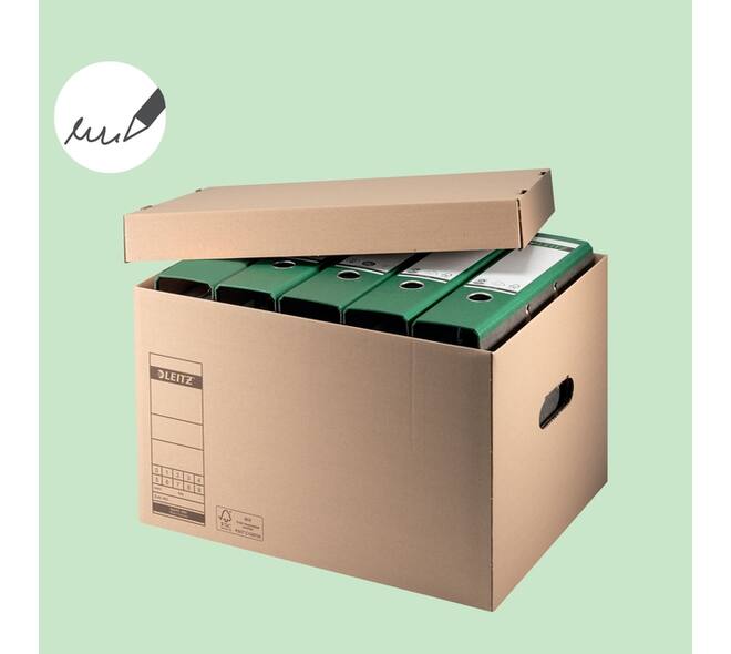 Archief- en transportdoos met deksel Leitz Premium 335x280x440mm natuurbruin