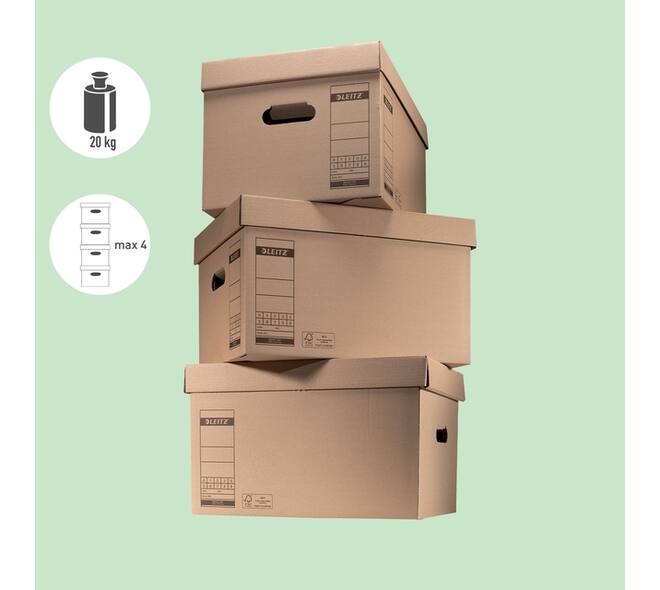 Archief- en transportdoos met deksel Leitz Premium 335x280x440mm natuurbruin