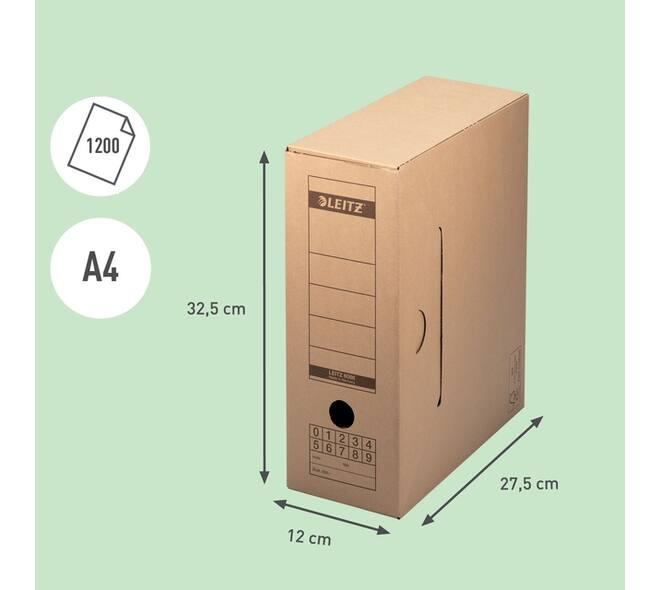 Archiefdoos met deksel Leitz Premium 120x275x325mm natuurbruin
