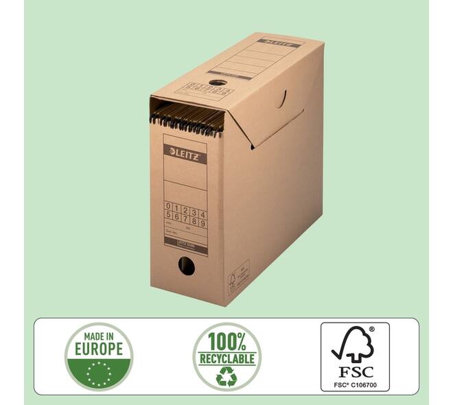 Archiefdoos met deksel Leitz Premium 120x275x325mm natuurbruin
