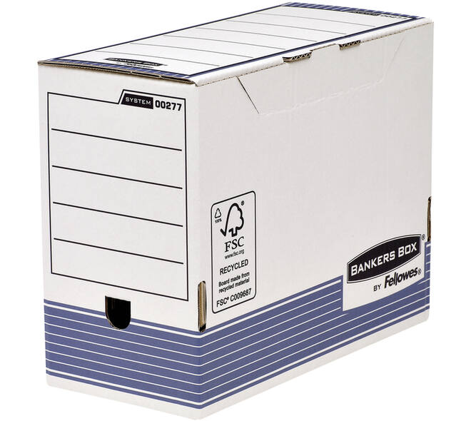 Archiefdoos Bankers Box System A4 150mm wit blauw