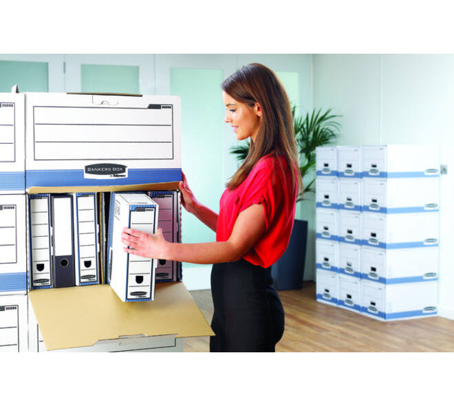 Archiefdoos Bankers Box System A4 150mm wit blauw
