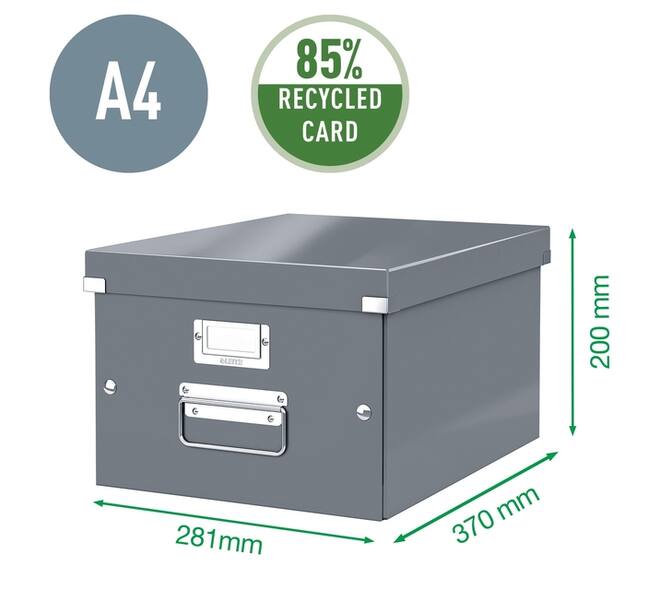 Opbergdoos Leitz Click & Store WOW middel gerecycled karton 281x200x370mm wit