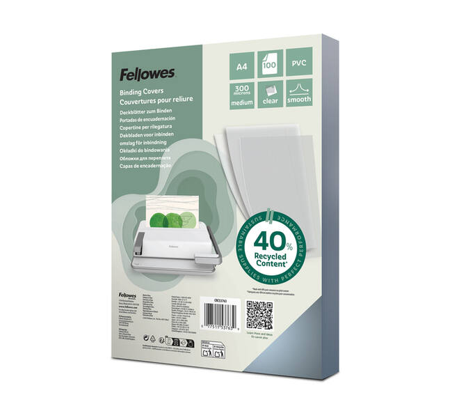 Voorblad Fellowes A4 PVC 300micron recycled 100 stuks