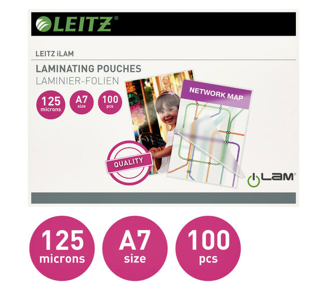 Lamineerhoes Leitz iLAM A7 2x125micron EVA 100 stuks