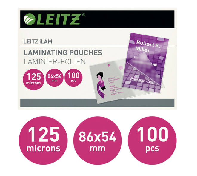 Lamineerhoes Leitz iLAM 54x86mm 2x125micron EVA 100 stuks