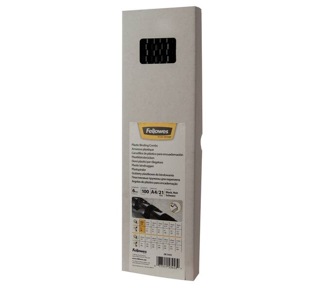 Bindrug Fellowes 6mm 21rings A4 zwart 100 stuks