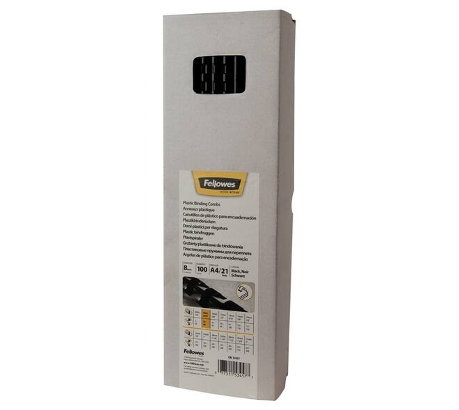 Bindrug Fellowes 8mm 21rings A4 zwart 100 stuks