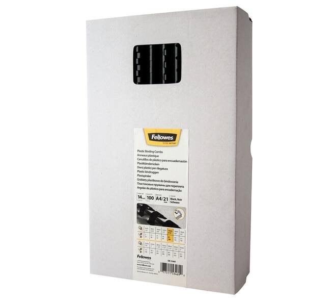 Bindrug Fellowes 14mm 21rings A4 zwart 100 stuks