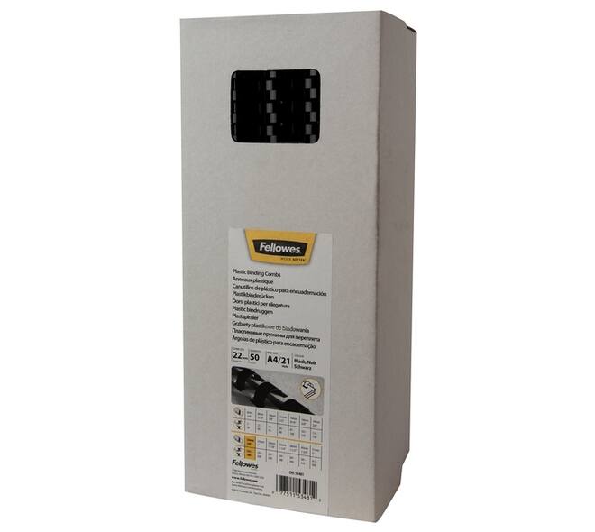 Bindrug Fellowes 22mm 21rings A4 zwart 50 stuks