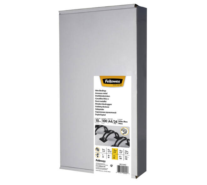Draadrug Fellowes 10mm 34-rings A4 zilver 100 stuks