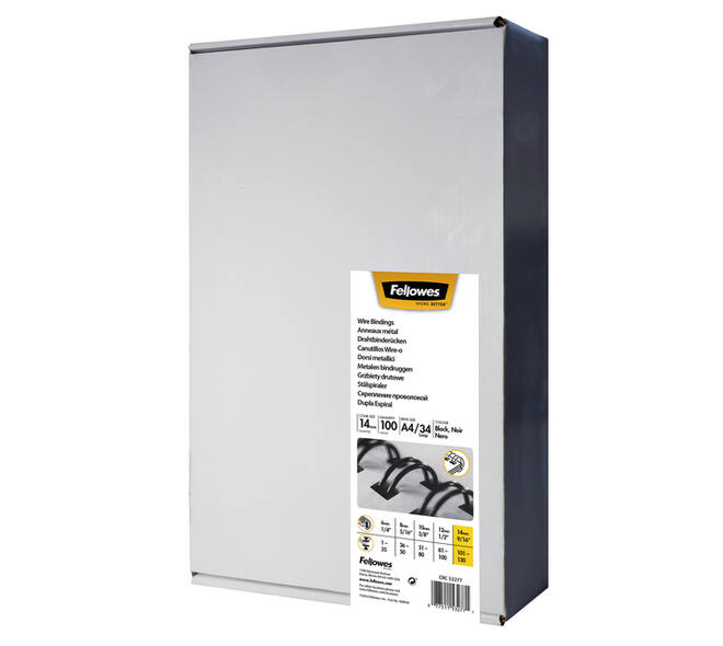 Draadrug Fellowes 14mm 34-rings A4 zilver 100 stuks