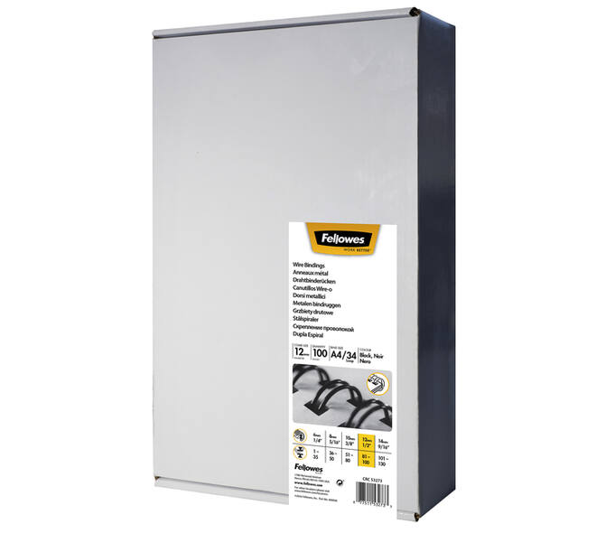 Draadrug Fellowes 12mm 34-rings A4 zwart 100 stuks