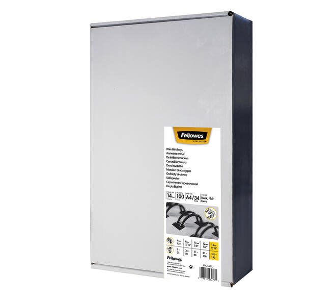 Draadrug Fellowes 14mm 34-rings A4 zwart 100 stuks