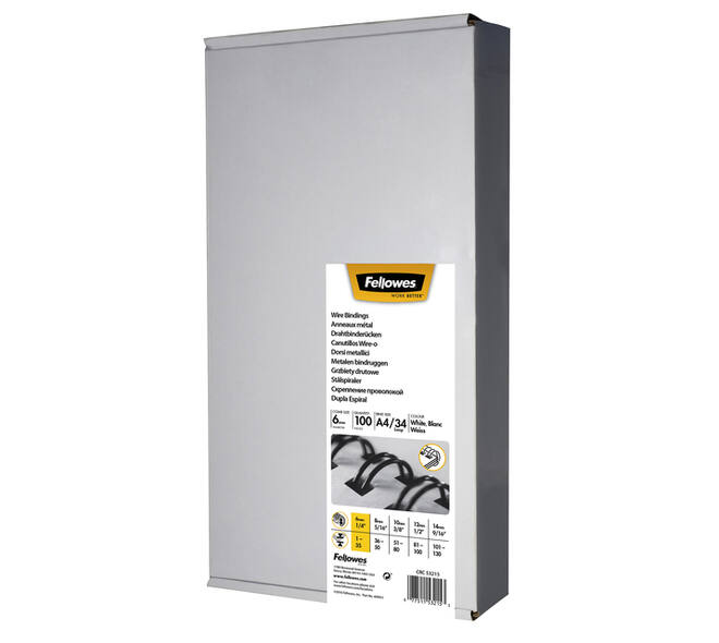Draadrug Fellowes 6mm 34-rings A4 zilver 100 stuks