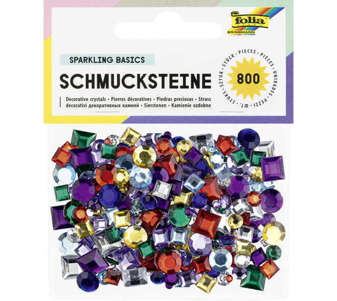Glitter steentjes Folia 800 stuks diverse kleuren en afmetingen