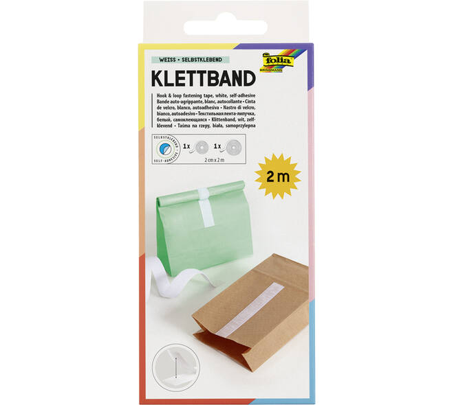 Klittenband Folia 20mmx2m wit 2 rollen
