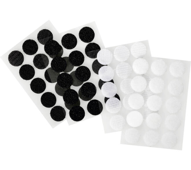 Klittenband Folia rond 2cm 15 stuks zwart 15 stuks wit