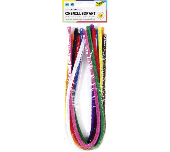 Chenilledraad Folia 50cm 8mm doorsnede 10 stuks assorti