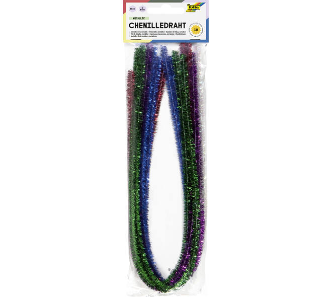 Chenilledraad Folia 50cm 8mm doorsnede 10 stuks metalic assorti