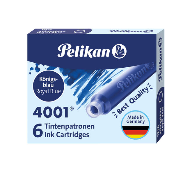 Inktpatroon Pelikan 4001 koningsblauw 6 stuks