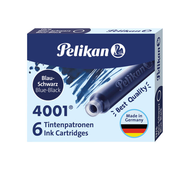Inktpatroon Pelikan 4001 blauw/zwart 6 stuks