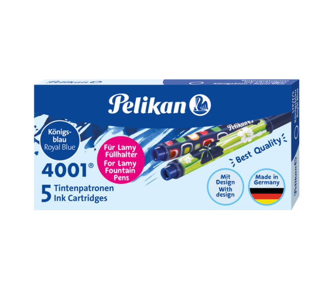 Inktpatroon Pelikan 4001 voor Lamy vulpen blauw doosje à 5 stuks