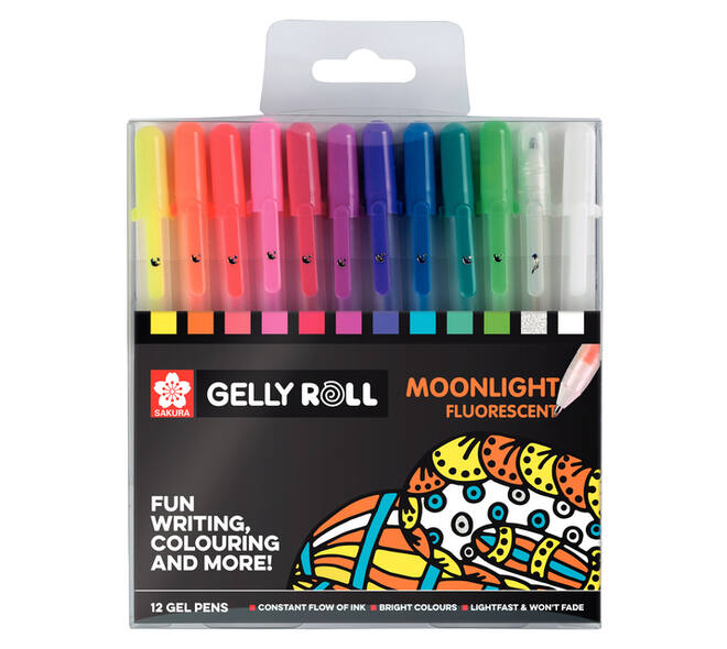 Gelschrijver Sakura Gelly Roll Moonlight fluorescent set à 12 kleuren