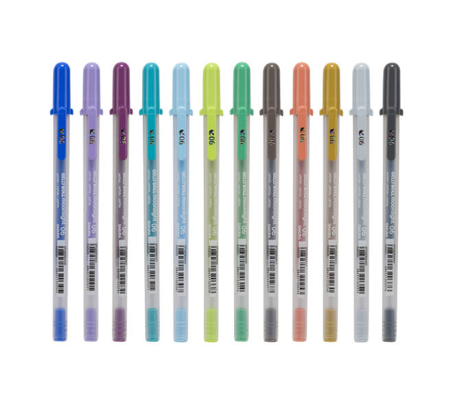Gelschrijver Sakura Gelly Roll Moonlight fluorescent set à 12 kleuren
