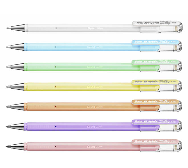 Gelschrijver Pentel K108-P fijn pastel wit