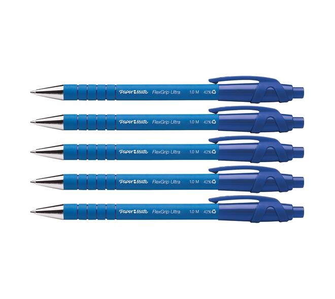 Balpen Paper Mate Flexgrip Ultra medium blauw blister à 5 stuks