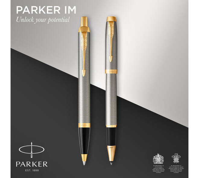 Balpen en Rollerpen Parker IM brushed metal GT medium 2 stuks