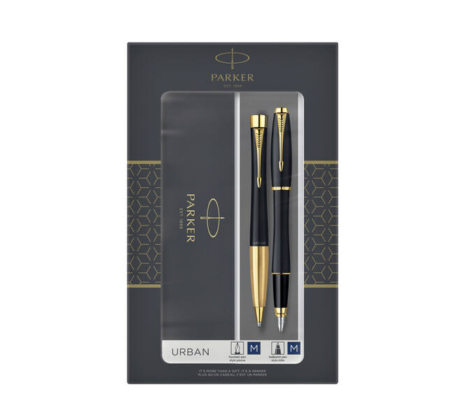 Balpen en vulpen Parker Urban matt black GT medium 2 stuks