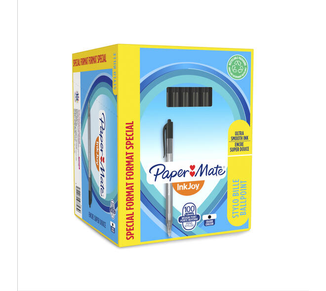 Balpen Paper Mate Inkjoy 100RT medium zwart valuepack 80+20 gratis