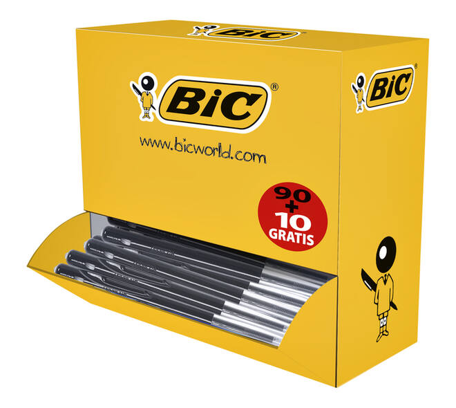 Balpen Bic M10 medium zwart doos à 90+10 gratis