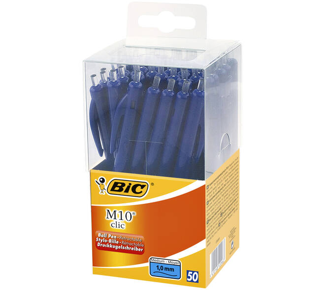 Balpen Bic M10 medium blauw in tubo verpakking