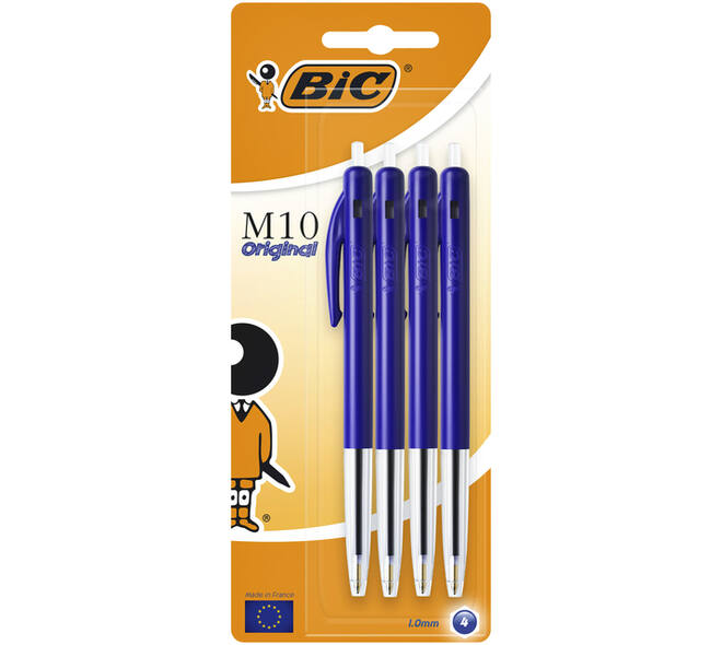 Balpen Bic M10 medium blauw blister à 4st