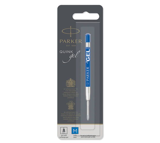 Gelschrijvervulling Parker Quink medium blauw blister à 1 stuk