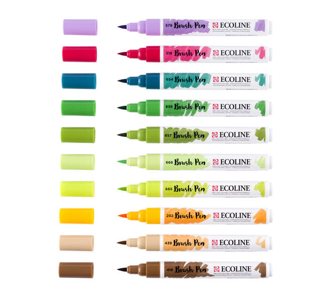 Brushpen Talens Ecoline set à 10 stuks botanisch