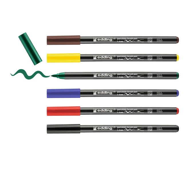 Brushpen edding 4200 porselein assorti etui à 6 stuks