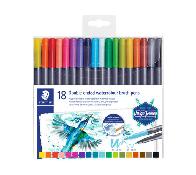 Brushpen Staedtler 3001 Marsgraphic duo 0.5-6mm blister à 18st ass