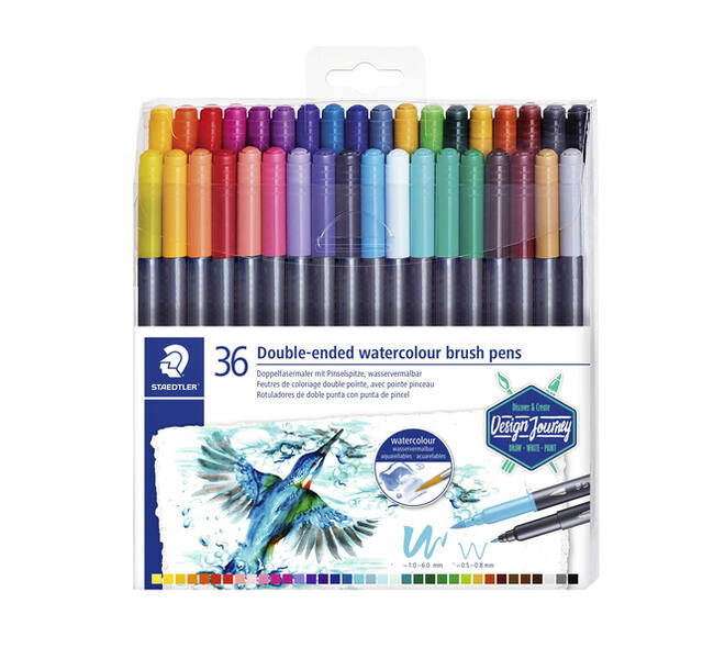 Brushpen Staedtler 3001 Marsgraphic duo 0.5-6mm blister à 36st ass