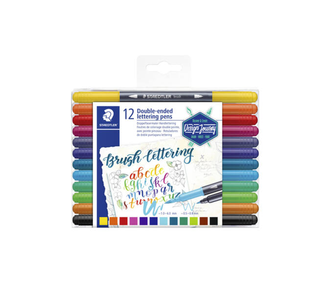 Brushpen Staedtler 3004 lettering duo 0.5-6mm  blister à 12st ass